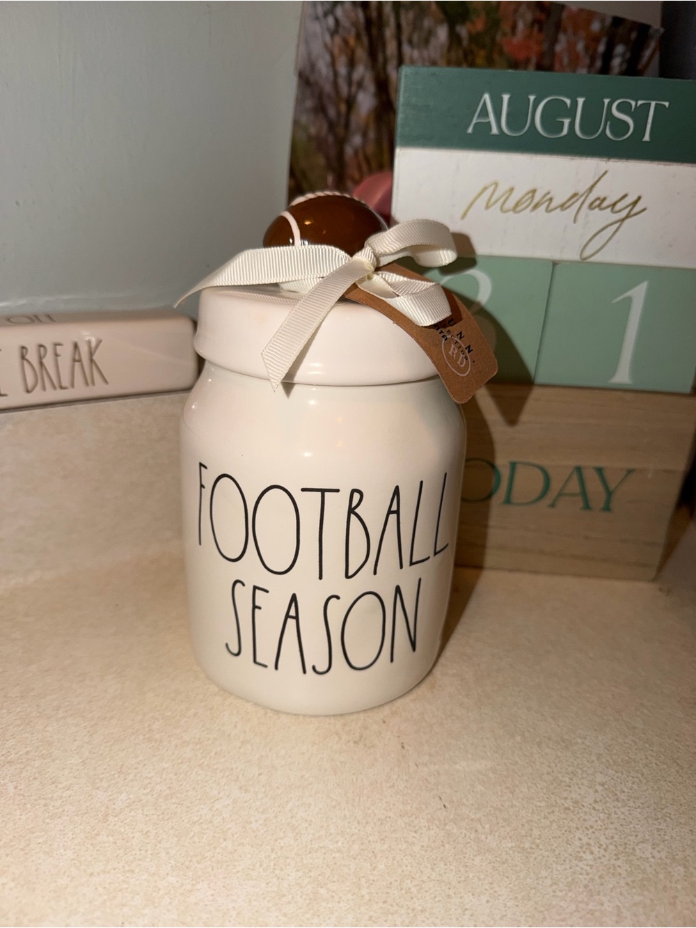 Rae dunn football season canister